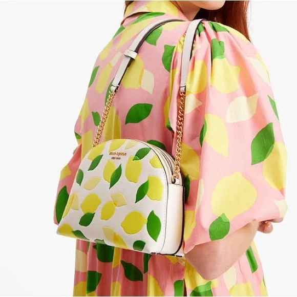 ♠️♠️♠️ Kate Spade Morgan Lemon Toss Embossed Double-zip Dome Crossbody ♠️♠️♠️ - Picture 5 of 15